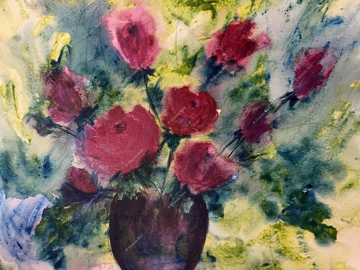 Crimson Roses in Bloom