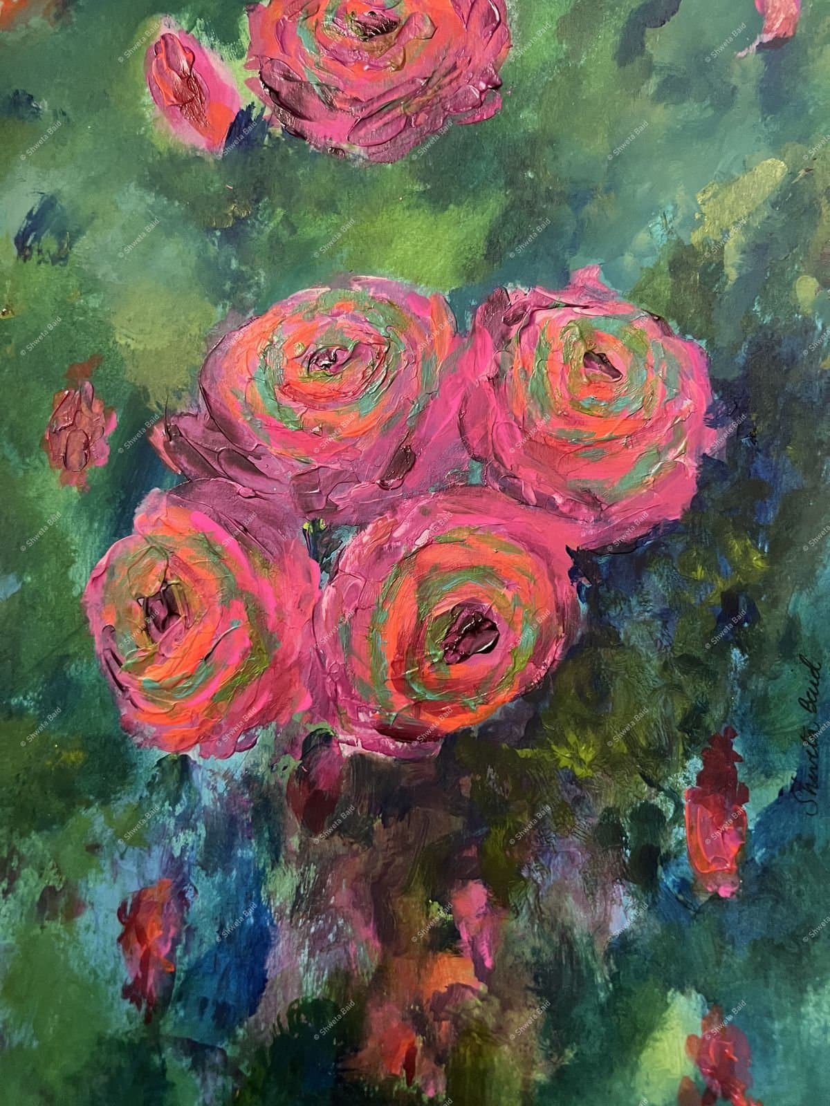 Blooming Pink Roses Garden