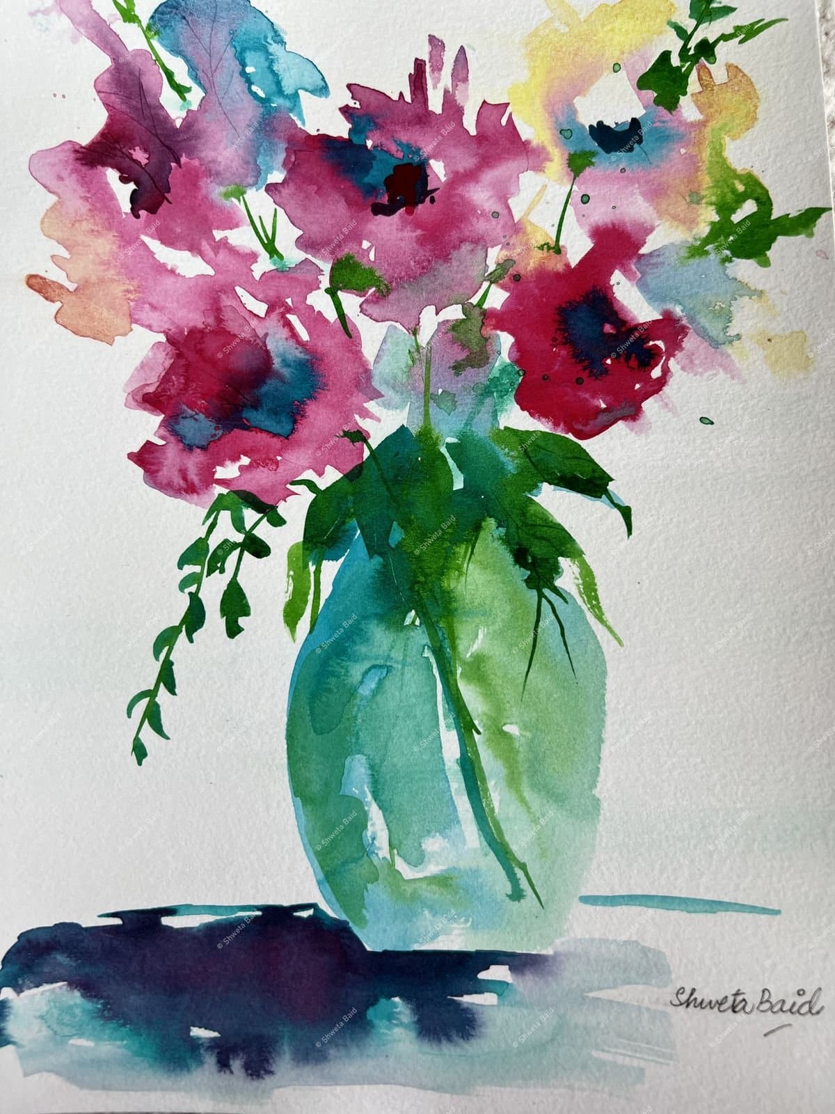 Vibrant Blooms in Teal