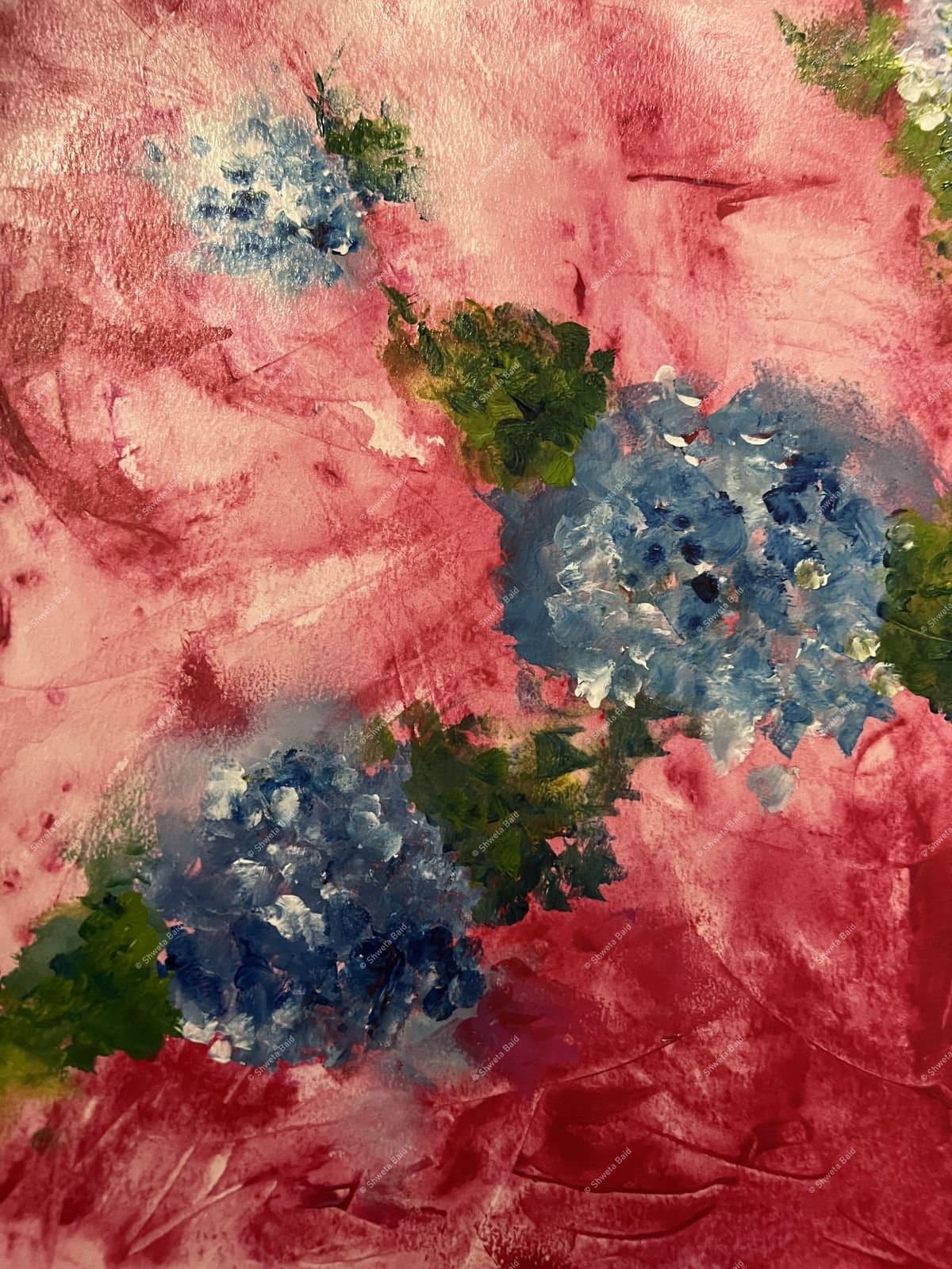 Blue Hydrangeas in Pink