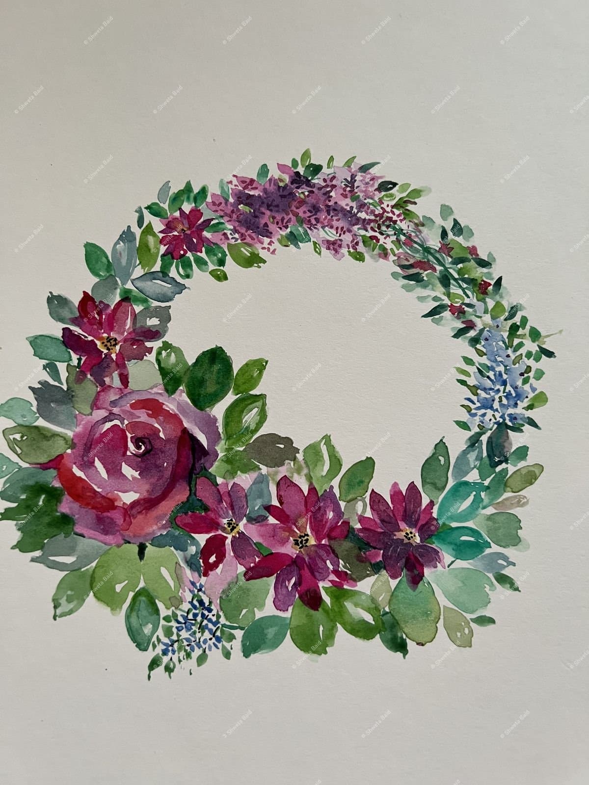 Crimson Rose Floral Wreath