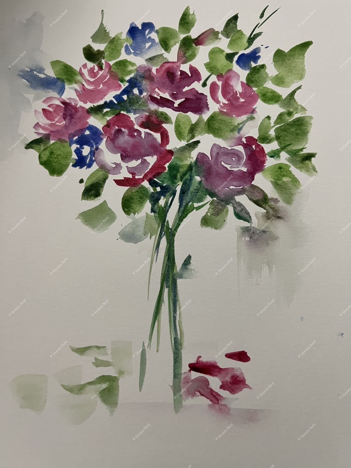 Roses in Glass Vase