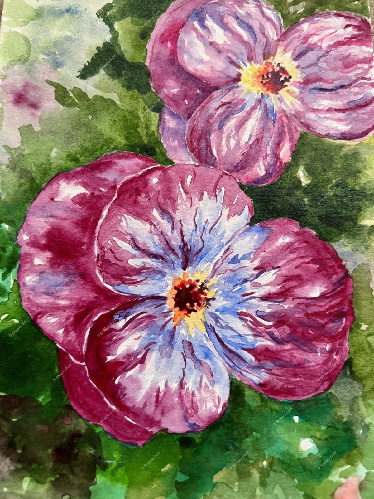 Crimson Blooms in Watercolor
