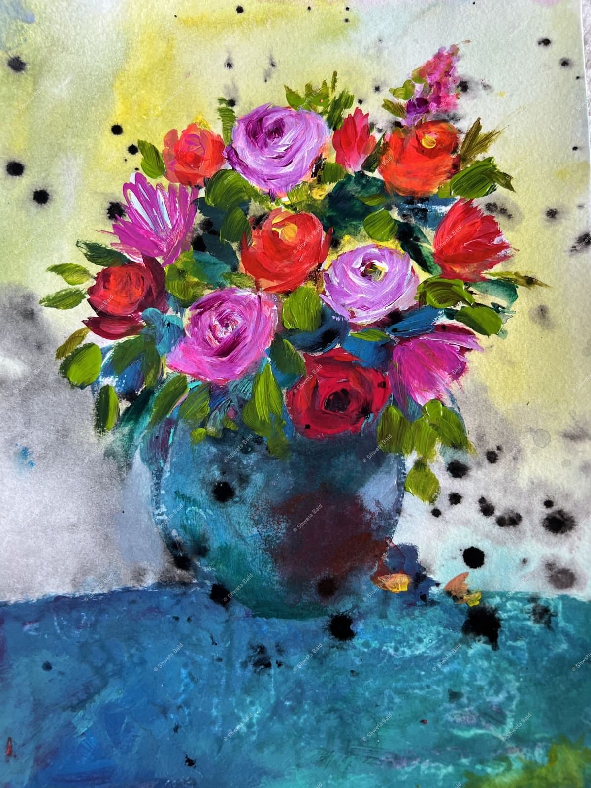 Vibrant Blooms in Teal