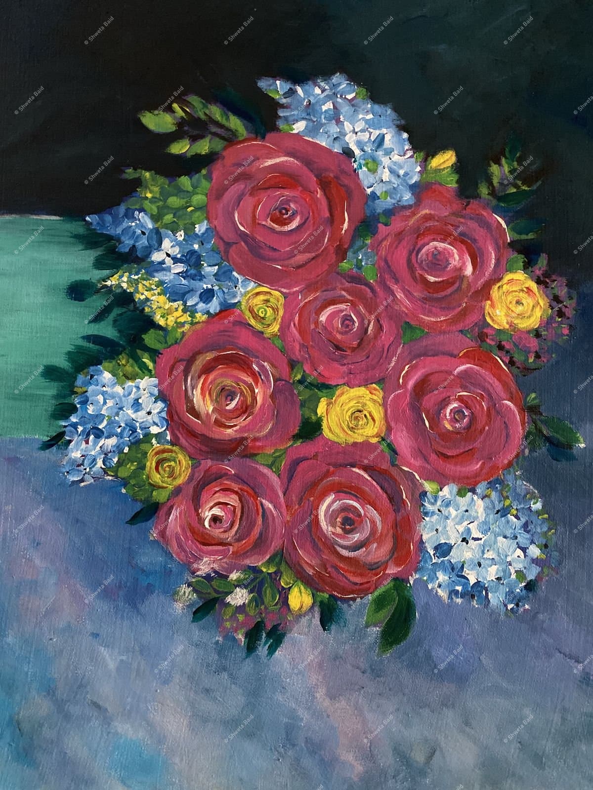 Crimson Roses Summer Bouquet