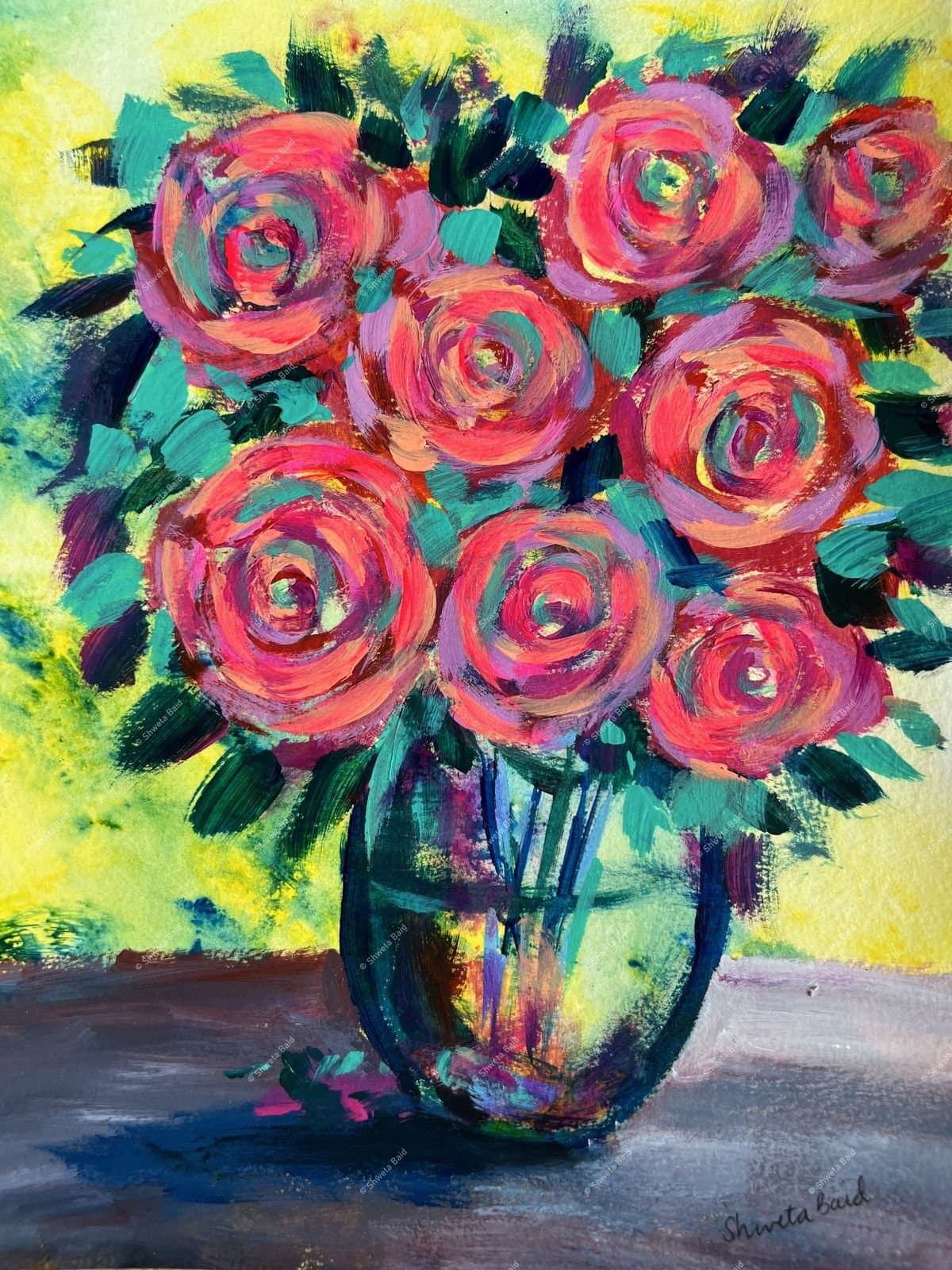 Vibrant Roses in Glass