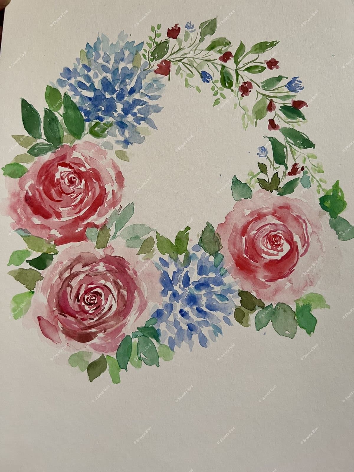 Roses in Floral Wreath