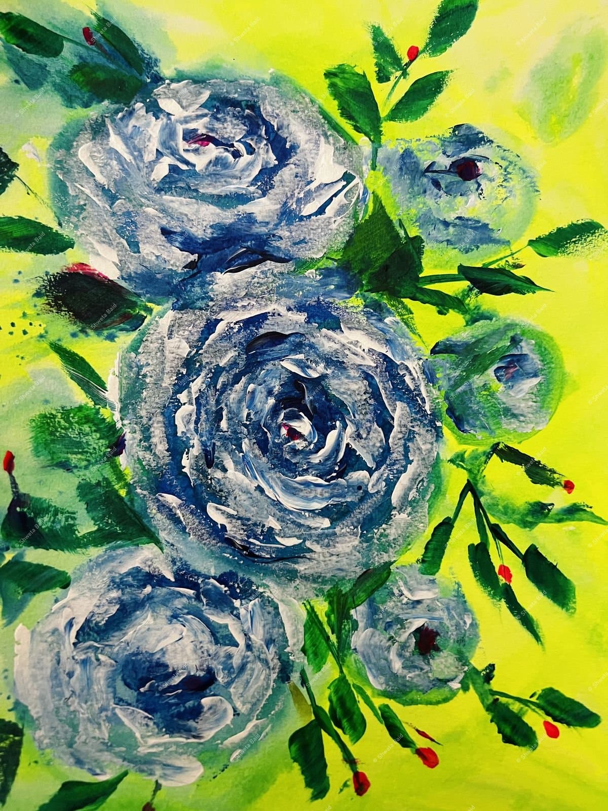 Blue Roses Neon Bloom