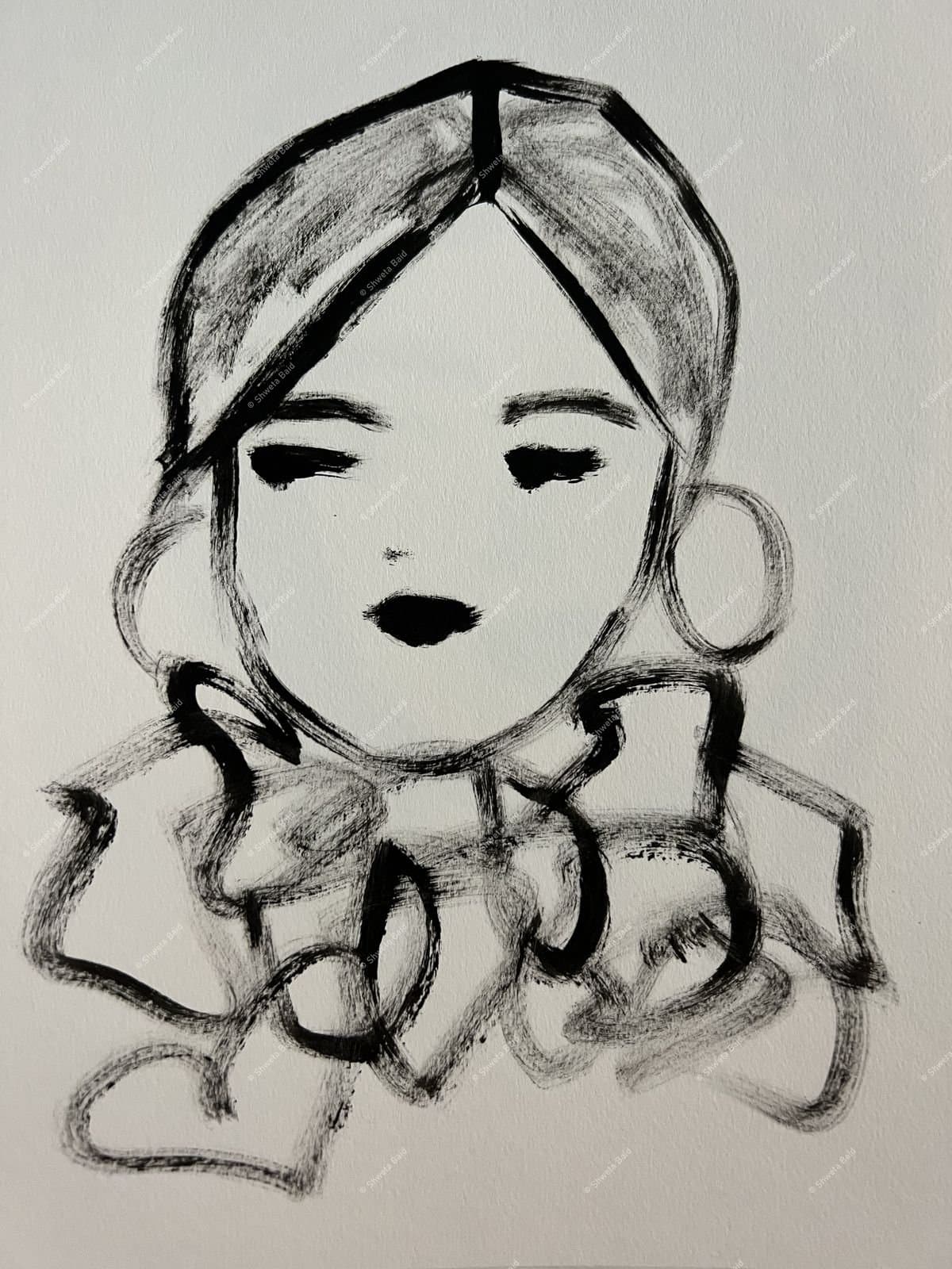 Ruffled Elegance Downward Gaze