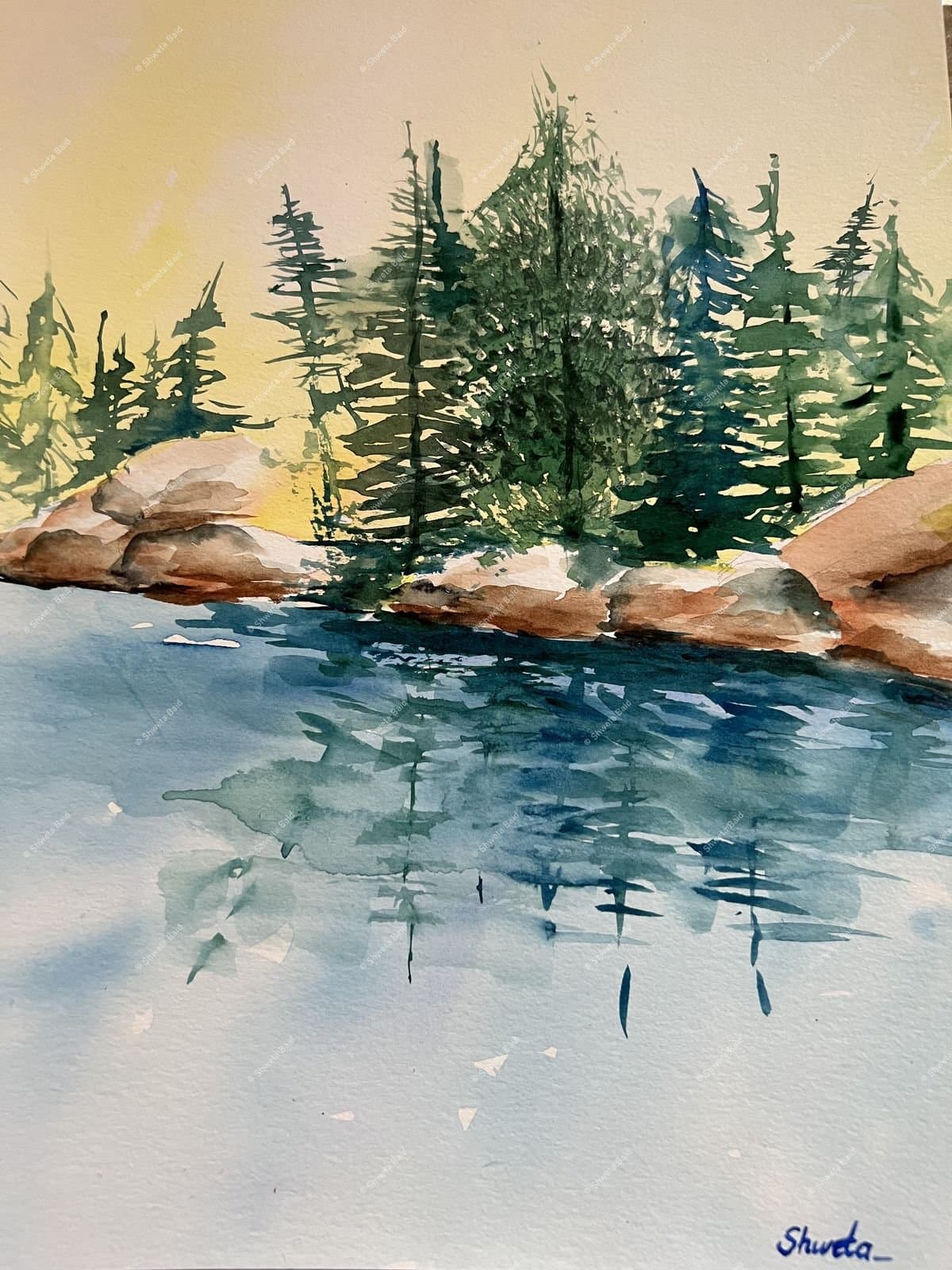 Serene Evergreen Lake Reflection