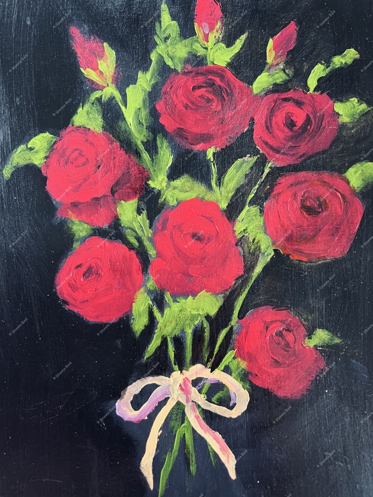 Crimson Roses Dark Bouquet