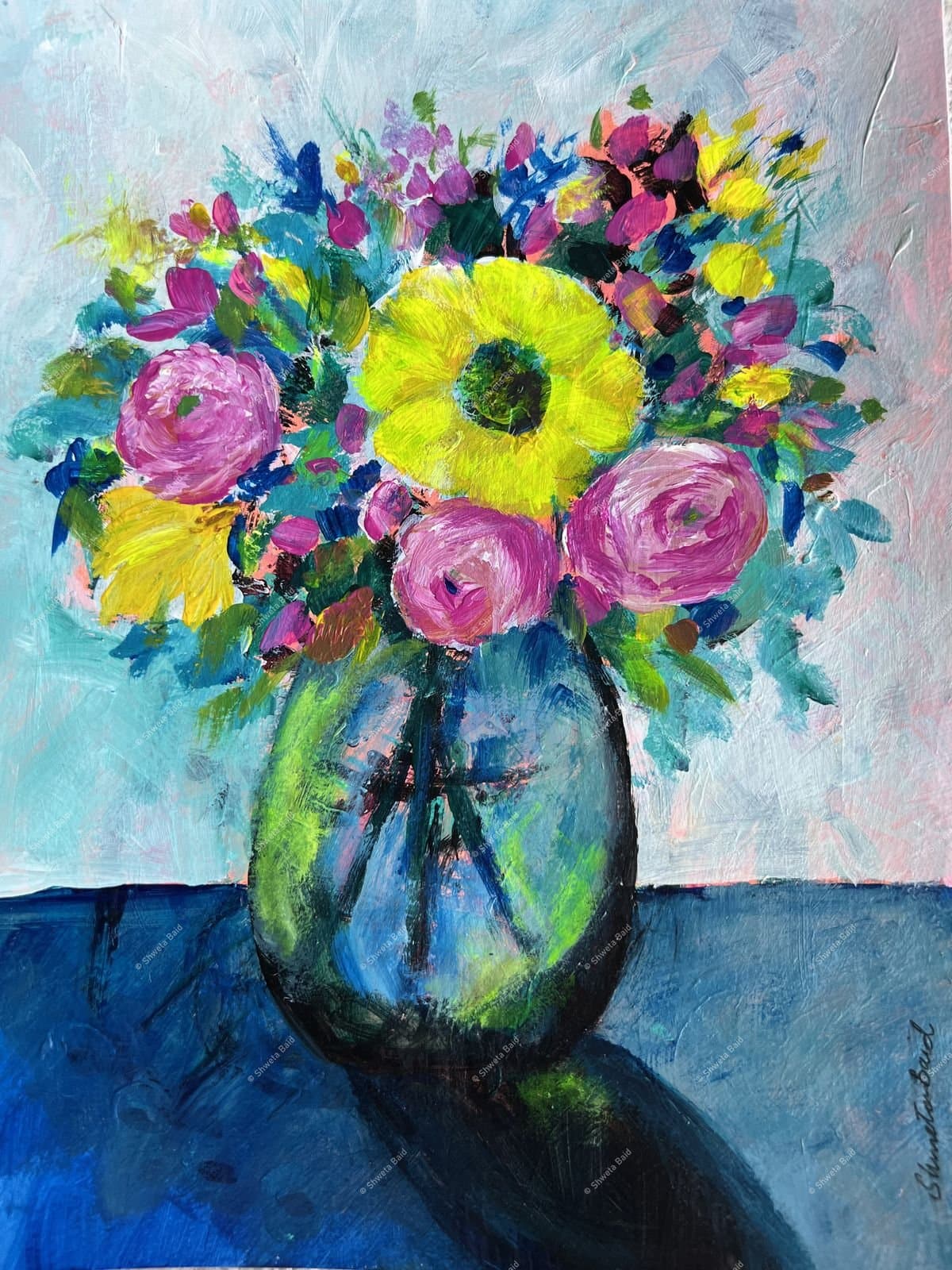 Vibrant Blooms in Glass