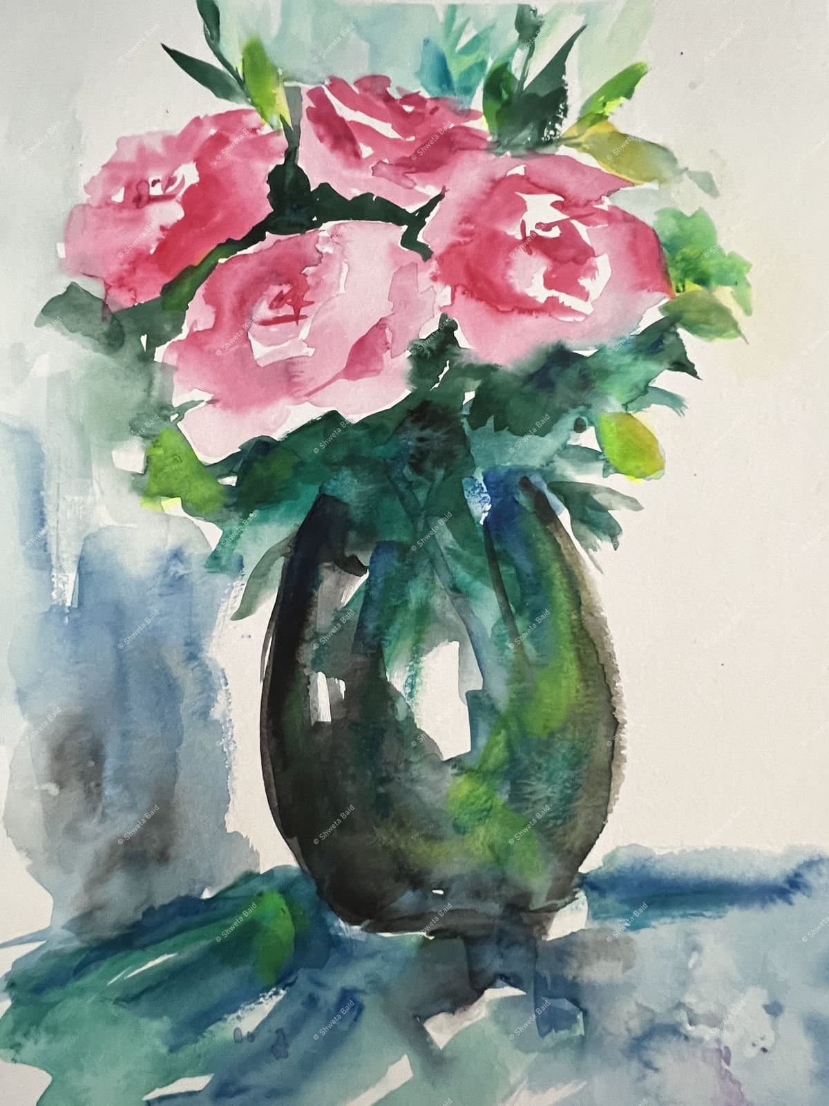 Pink Roses in Shadow