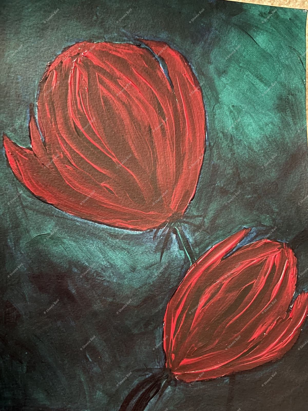 Crimson Blooms Dark Night