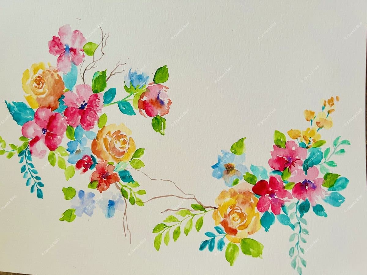 Whimsical Watercolor Floral Garland