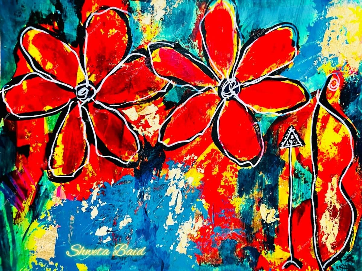 Crimson Blooms Dancing Wild