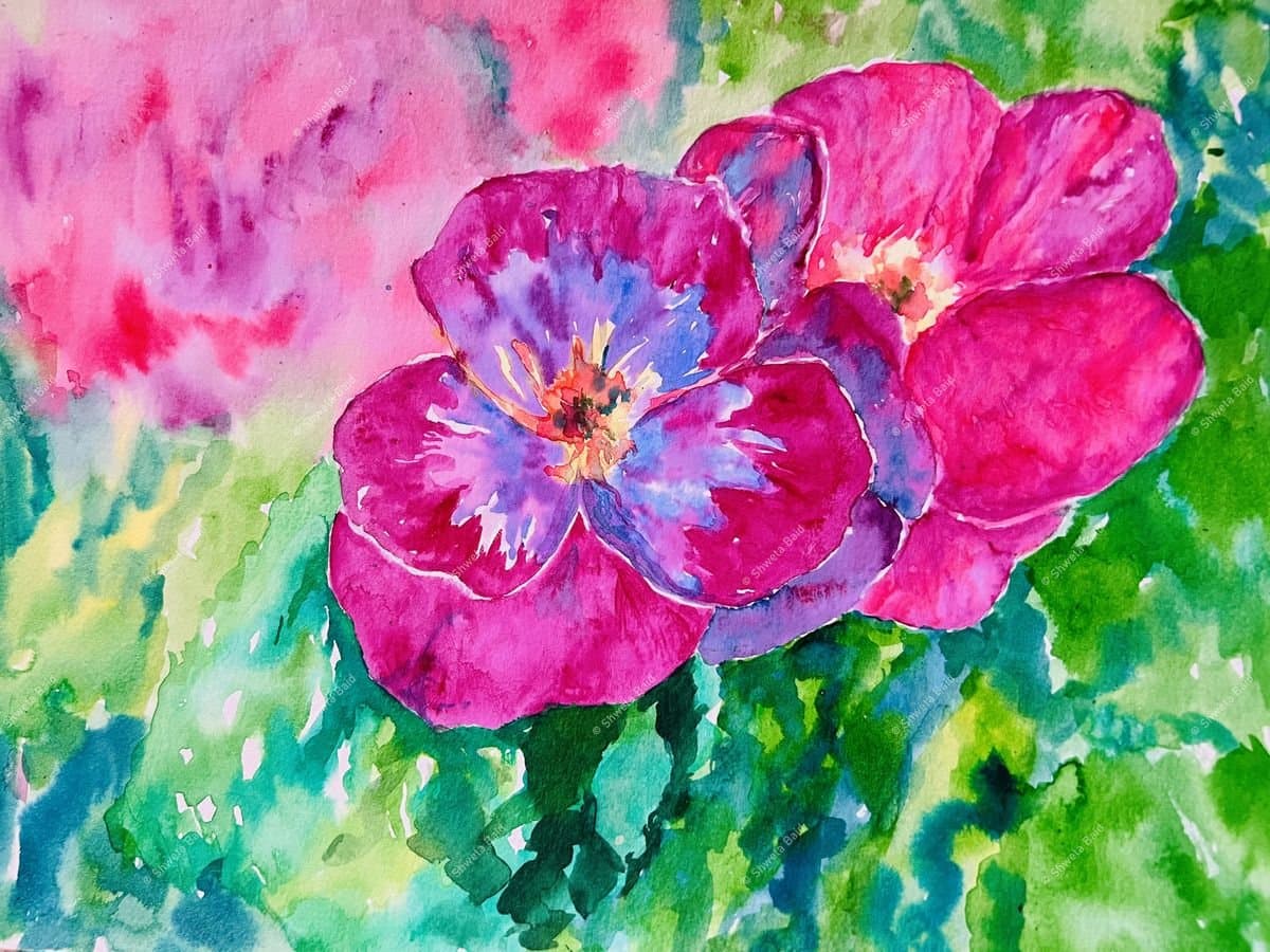 Magenta Blooms in Watercolor