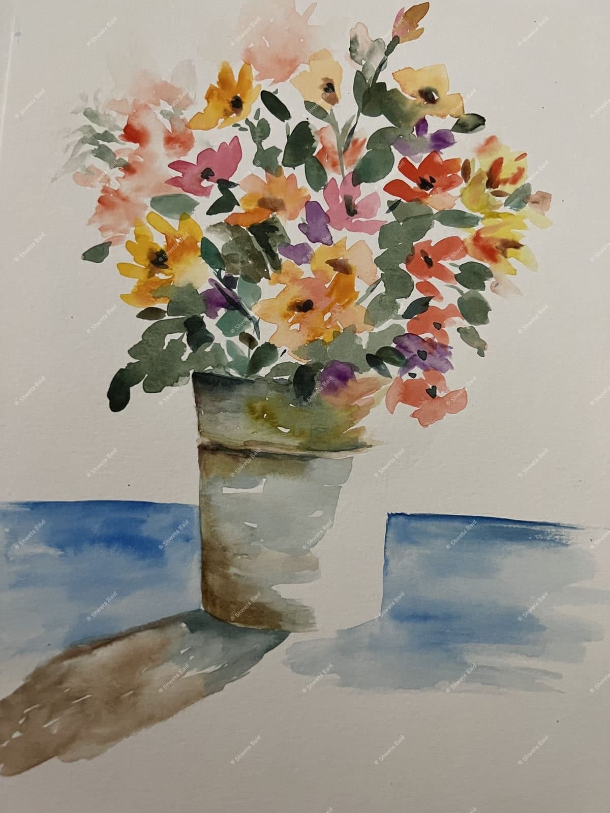 Sunlit Blooms in Vase