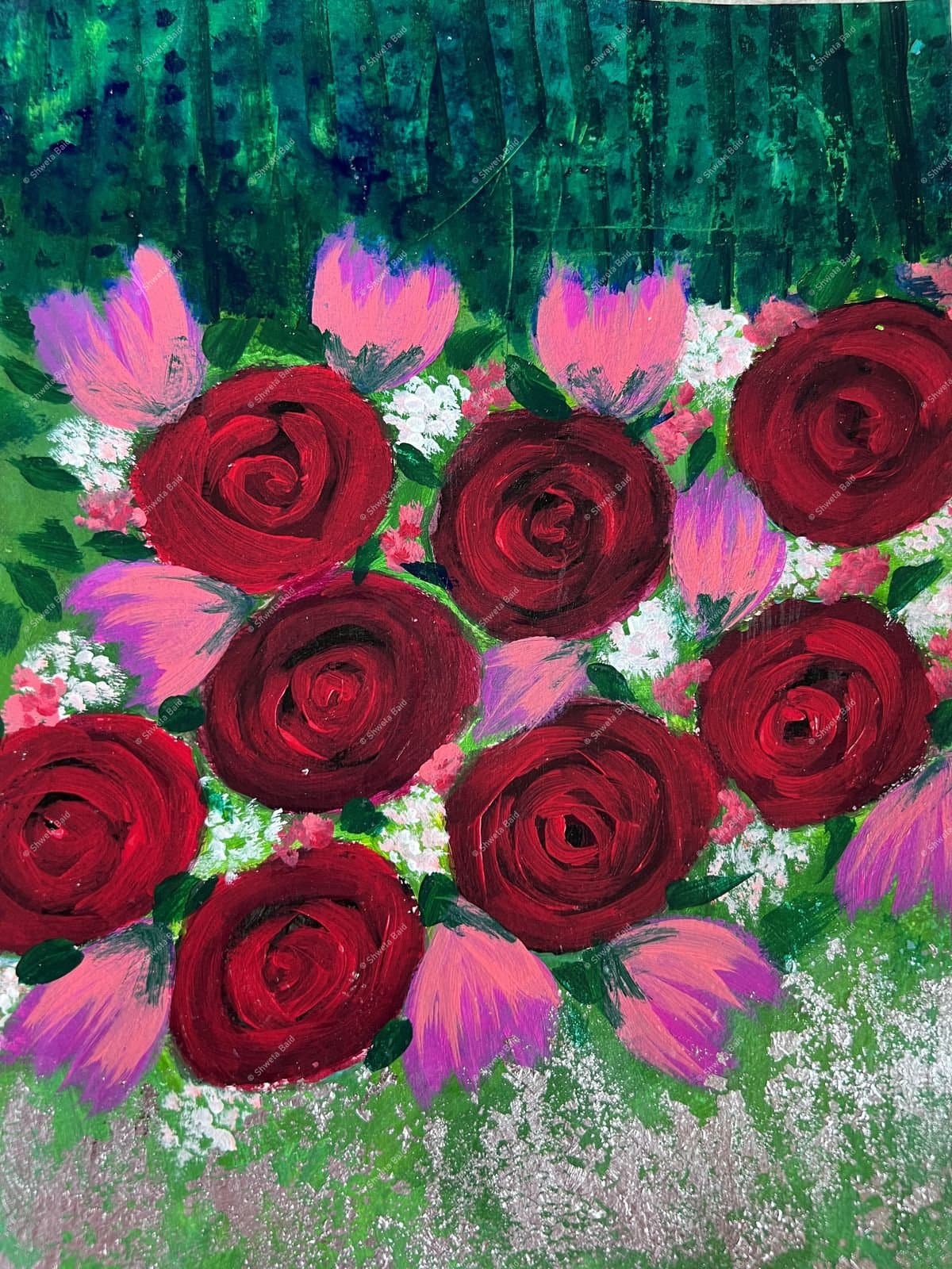 Crimson Roses Garden Bloom