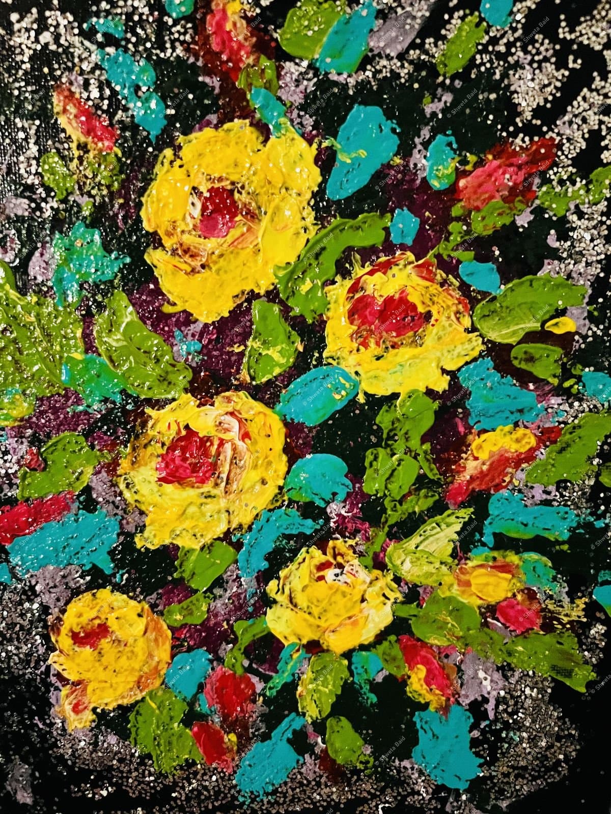 Yellow Roses Midnight Bloom