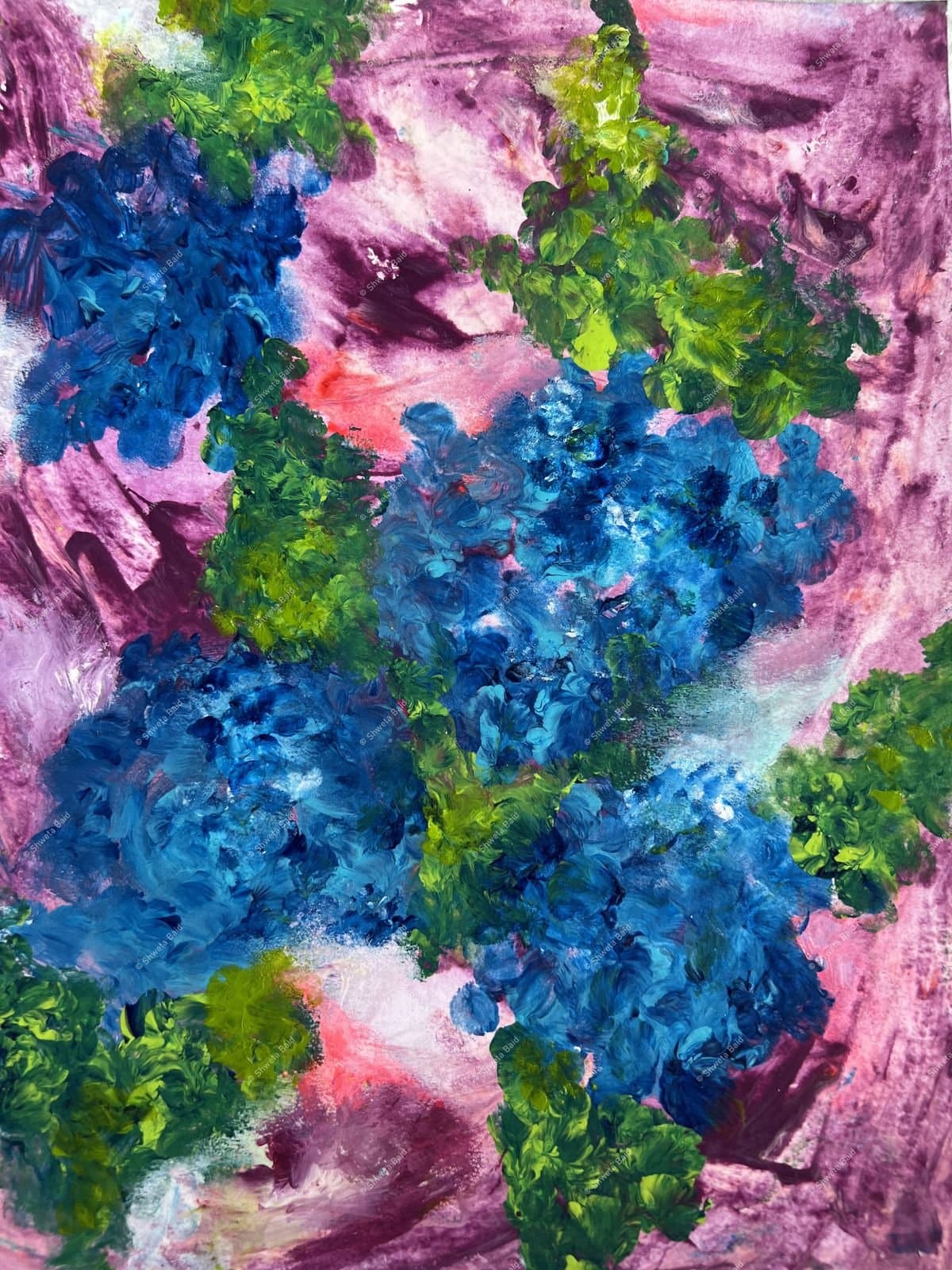 Blue Blooms in Magenta