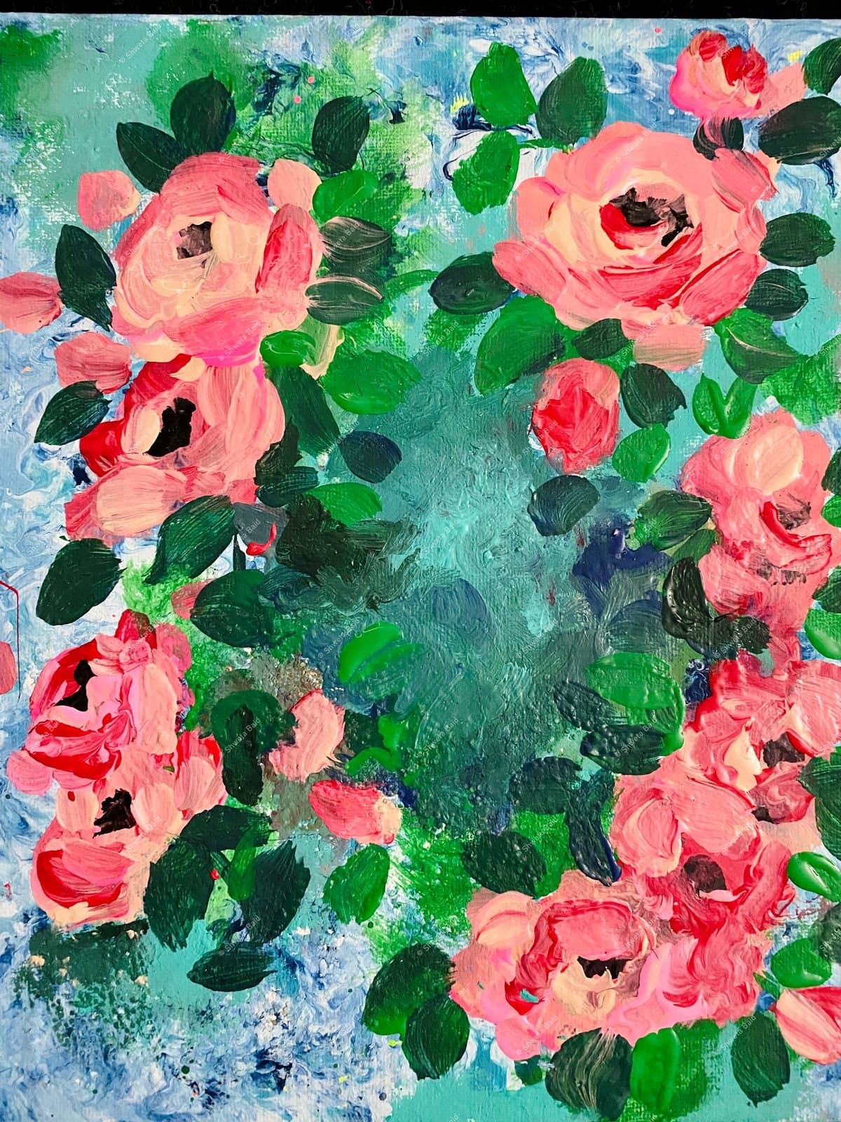 Pink Roses Garden Wreath