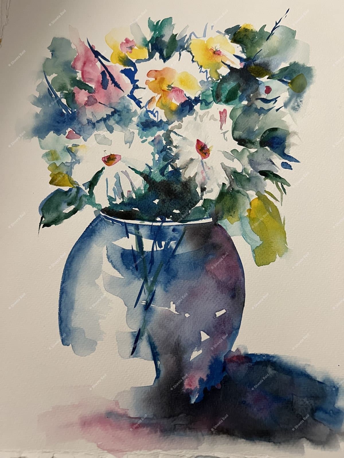 Blue Vase Summer Blooms