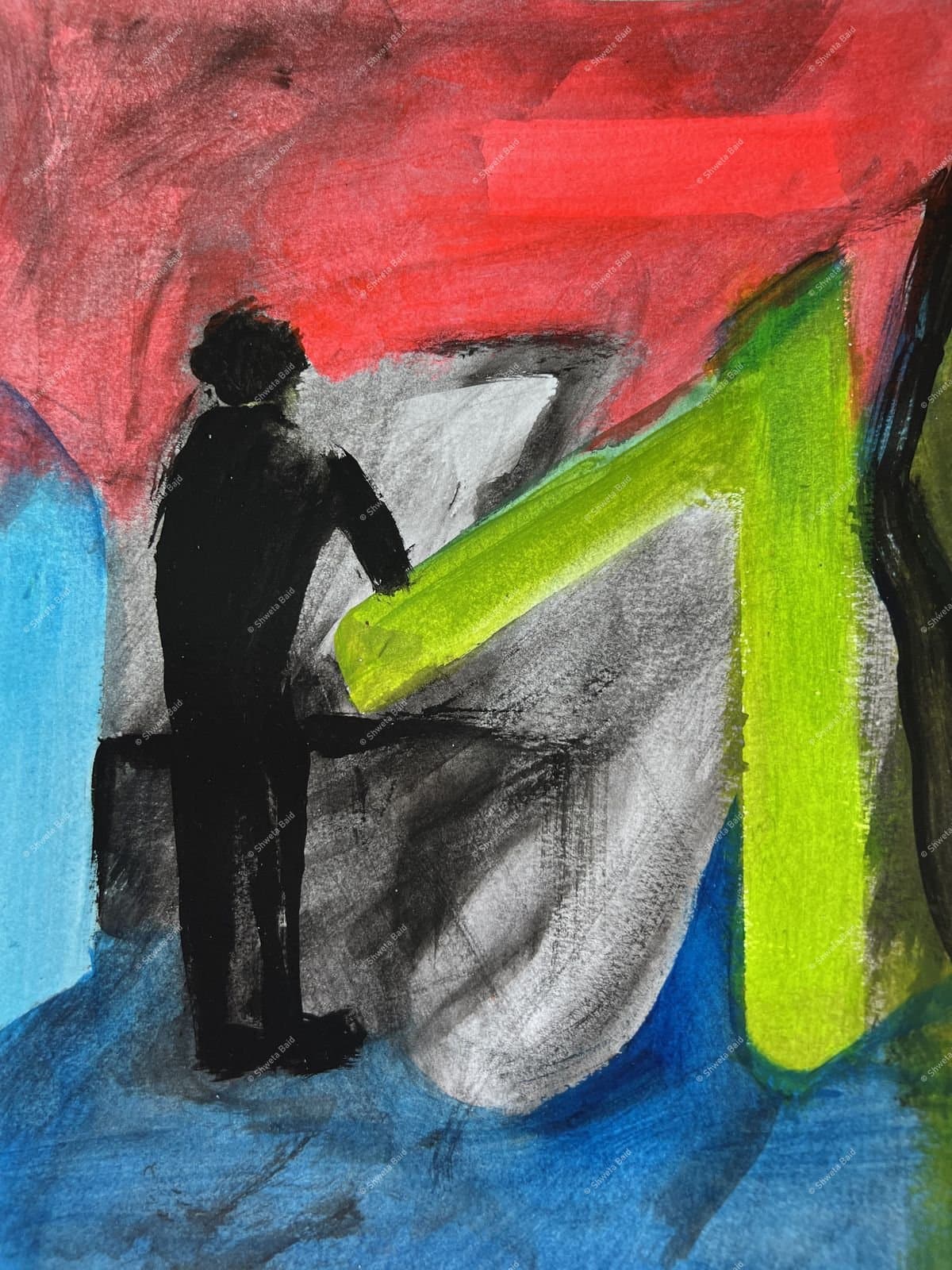 Silhouette Against Abstract Storm