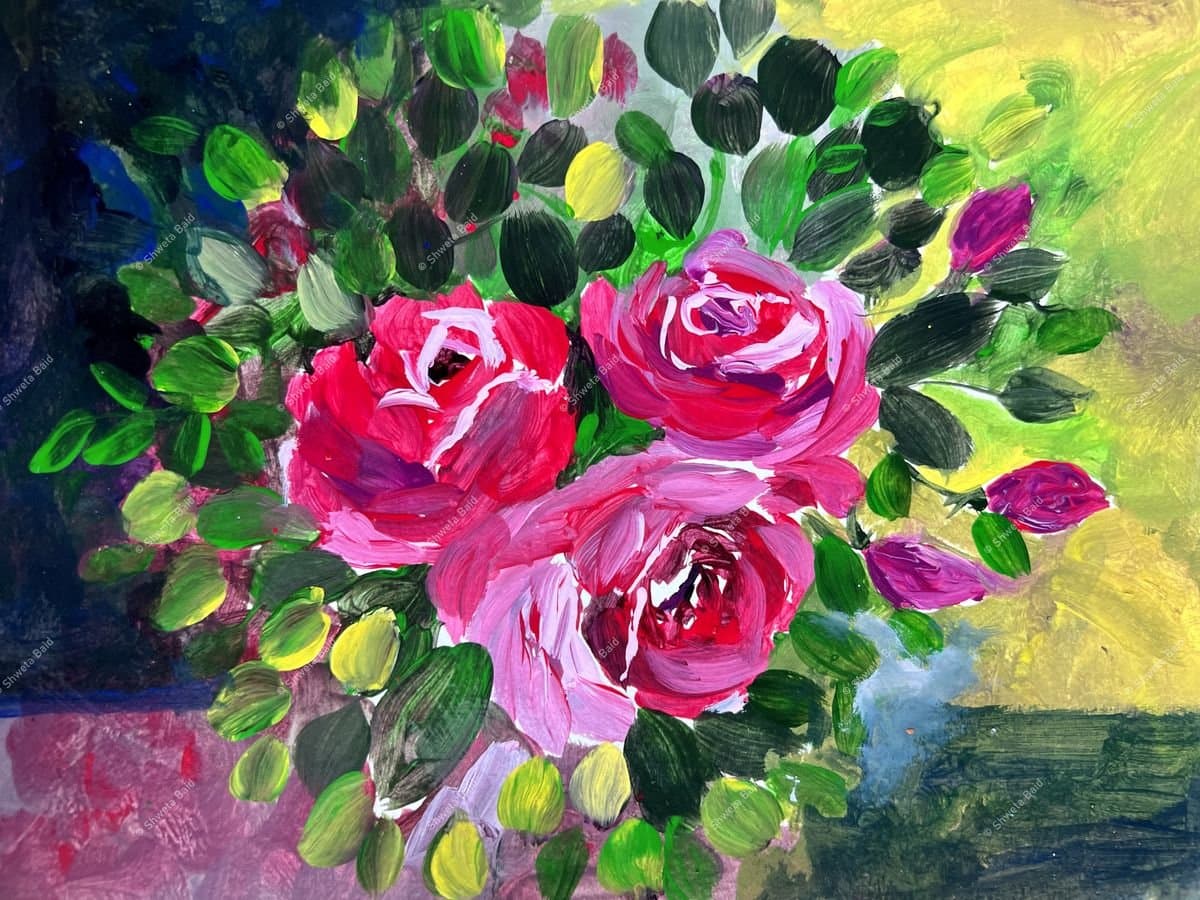 Crimson Roses in Bloom