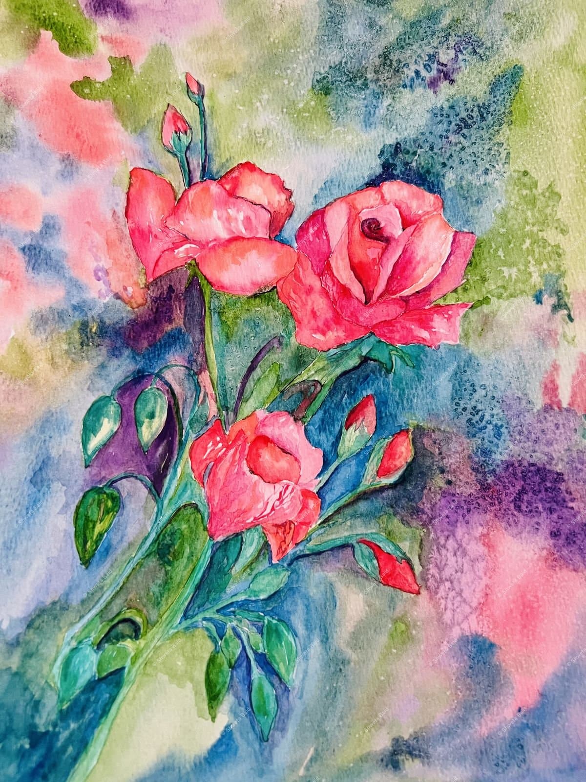 Crimson Roses in Bloom