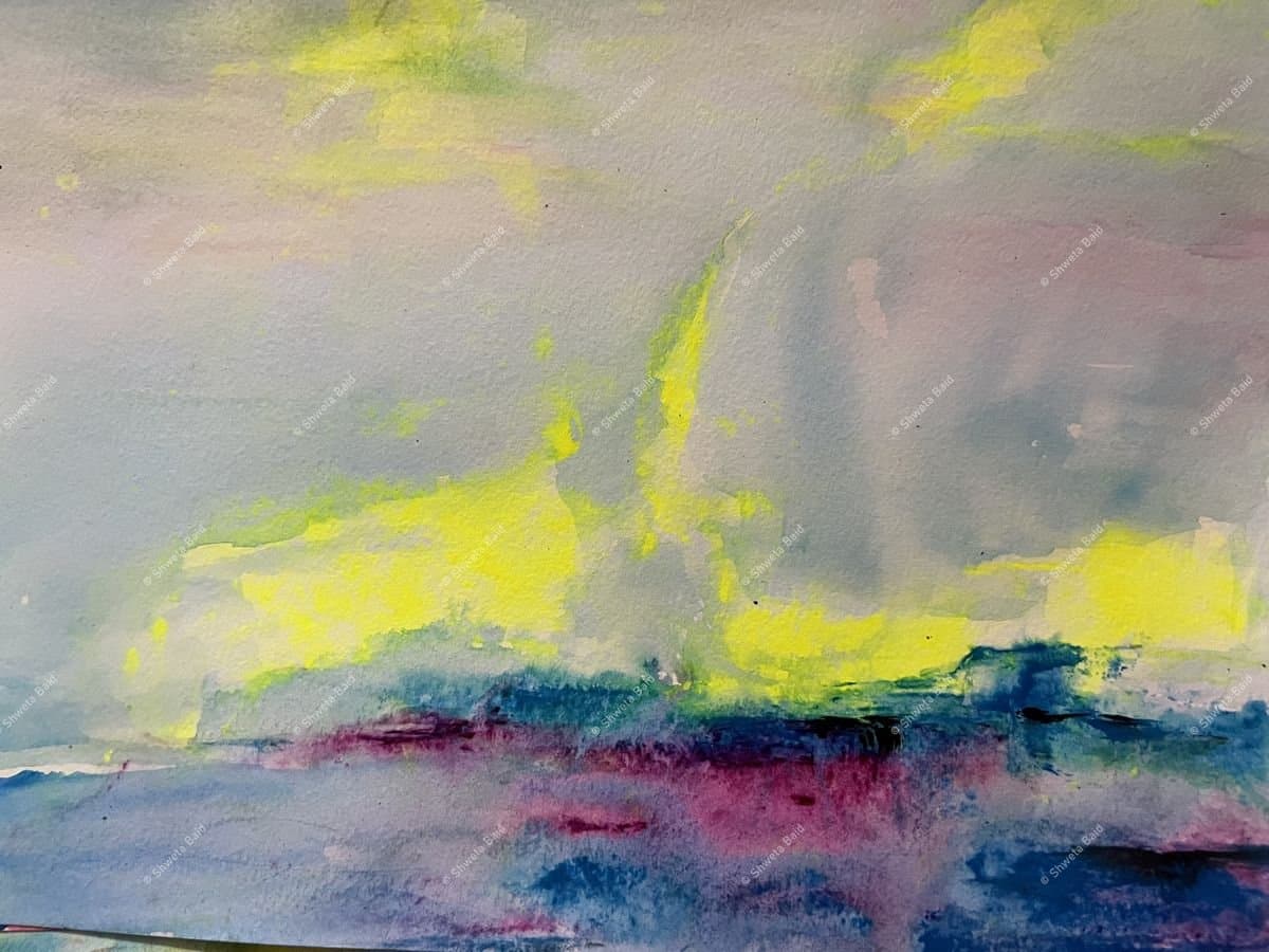 Neon Storm Over Violet Waters